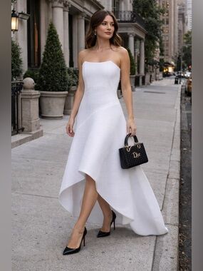 Issue New York Strapless High Low Gown White Formal Dress Small | Glam Party NWT